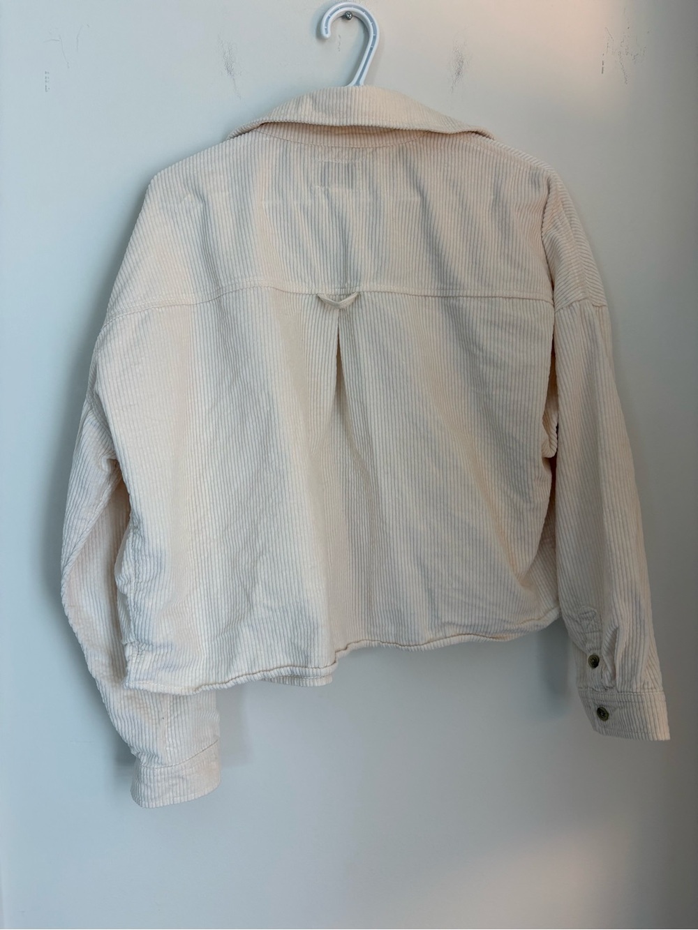 American Eagle Cropped Corduroy Shirt Jacket Cream Off-White Medium - Picture 6 of 7